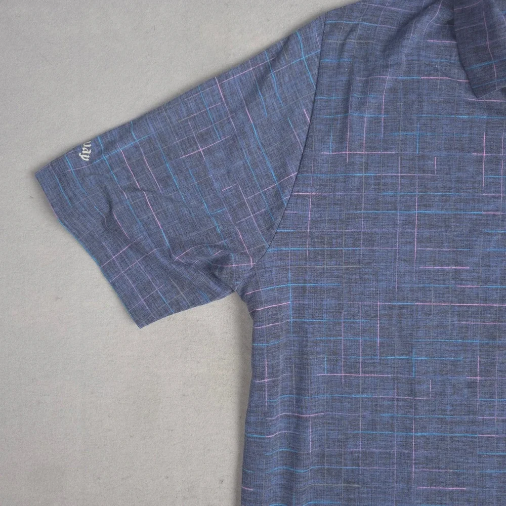 Callaway Mens‎ XL OptiDri Golf Polo Shirt Blue Pink Plaid Short Sleeve